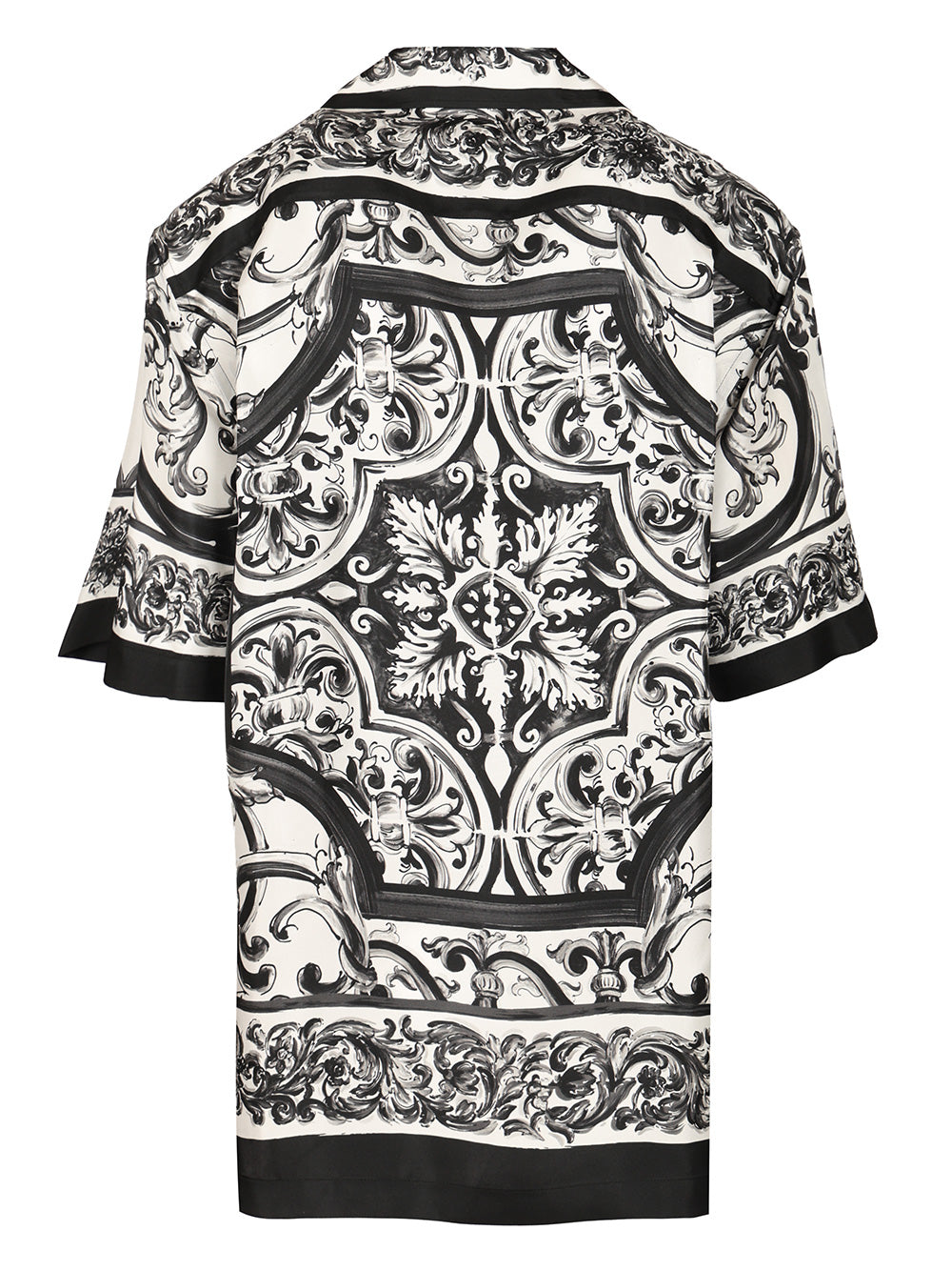 Dolce & Gabbana Hawaiian Shirt In Silk Twill With Maiolica Print Shirts - Black | 0599cc05f971f59e0cd7fa81ead64ffb87d74edd