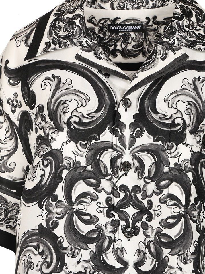 Dolce & Gabbana Hawaiian Shirt In Silk Twill With Maiolica Print Shirts - Black | 0df85a6e11c83812378bd8f1f28da7c0434cdeaf