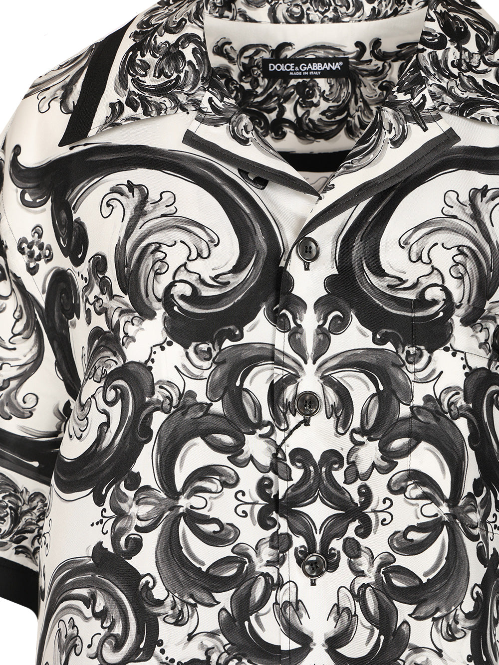 Dolce & Gabbana Hawaiian Shirt In Silk Twill With Maiolica Print Shirts - Black | 85f59f874510c3d7beab5f0aed3172216957db89