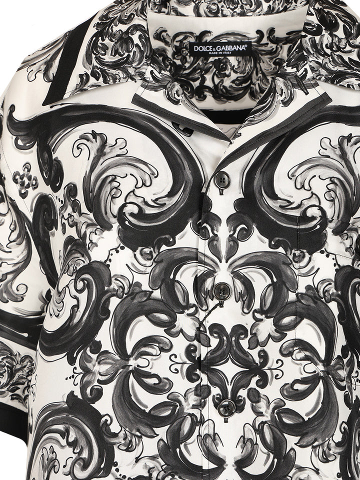Dolce & Gabbana Hawaiian Shirt In Silk Twill With Maiolica Print Shirts - Black | 85f59f874510c3d7beab5f0aed3172216957db89