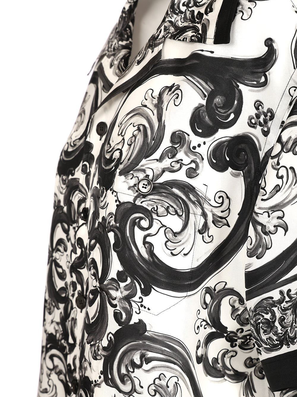 Dolce & Gabbana Hawaiian Shirt In Silk Twill With Maiolica Print Shirts - Black | b82bdf88359a28485770f804592037652e6b5389