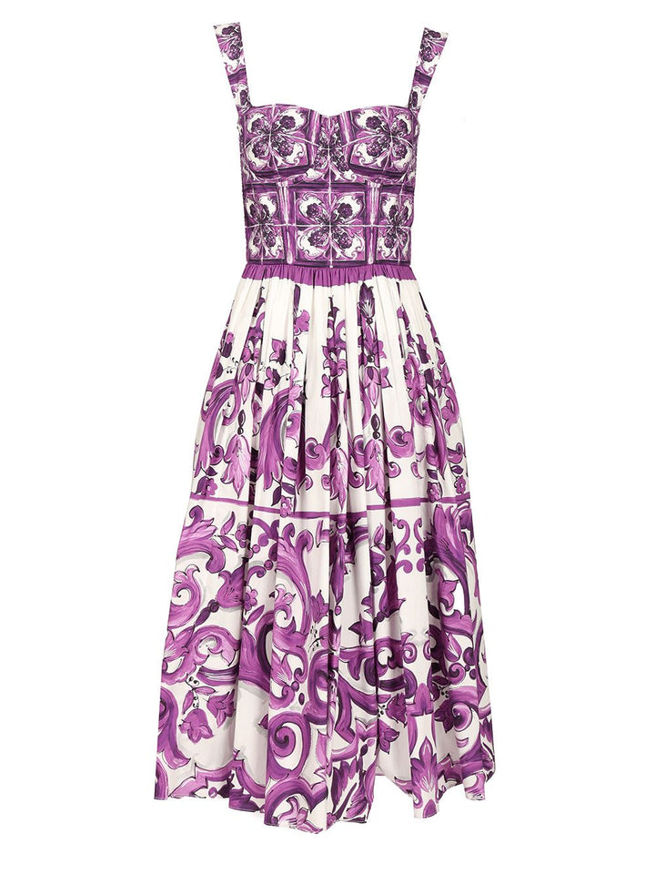 Dolce & Gabbana Dress With Maiolica Print Dresses - Violet | cd86650178d7cafdaf6e100282566bcc054f9b95