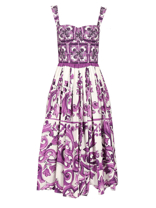 Dress With Maiolica Print Dresses Violet