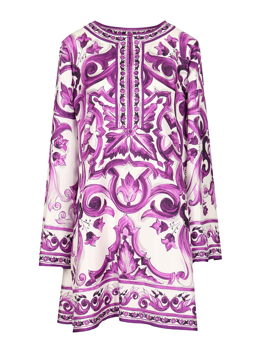 Maiolica Print Twill Dress Dresses Violet