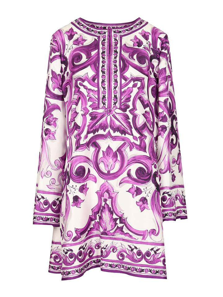 Dolce & Gabbana Maiolica Print Twill Dress Dresses - Violet | 60b41dbbe634e2fc32a1444597bdab113450d0d5