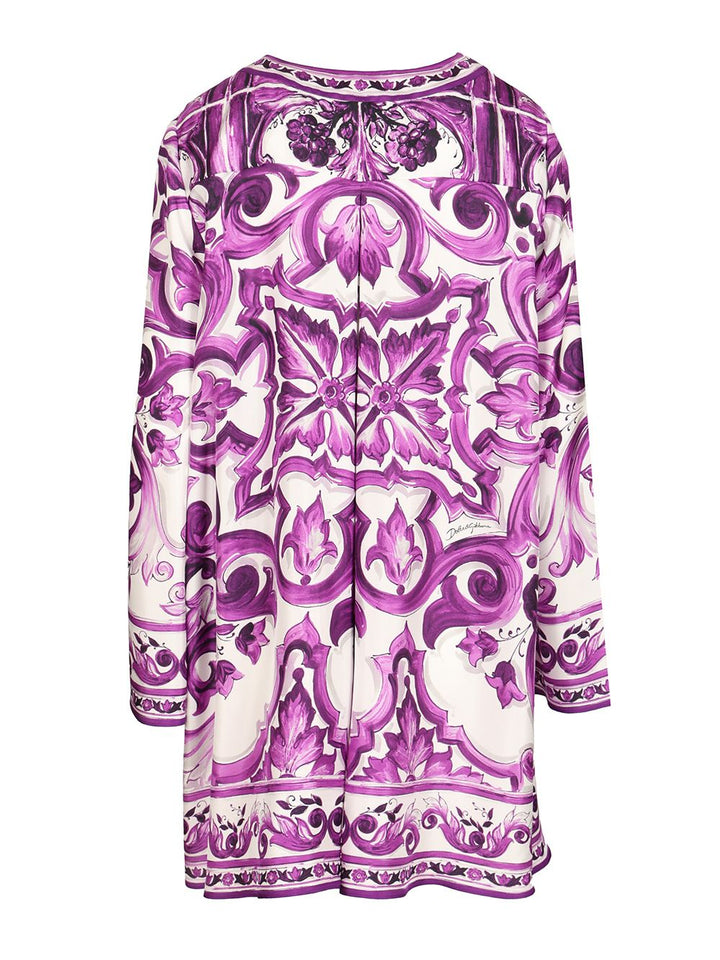 Dolce & Gabbana Maiolica Print Twill Dress Dresses - Violet | 20991ad4aca06e1acfc6d86579c4944f7a5cbe3d