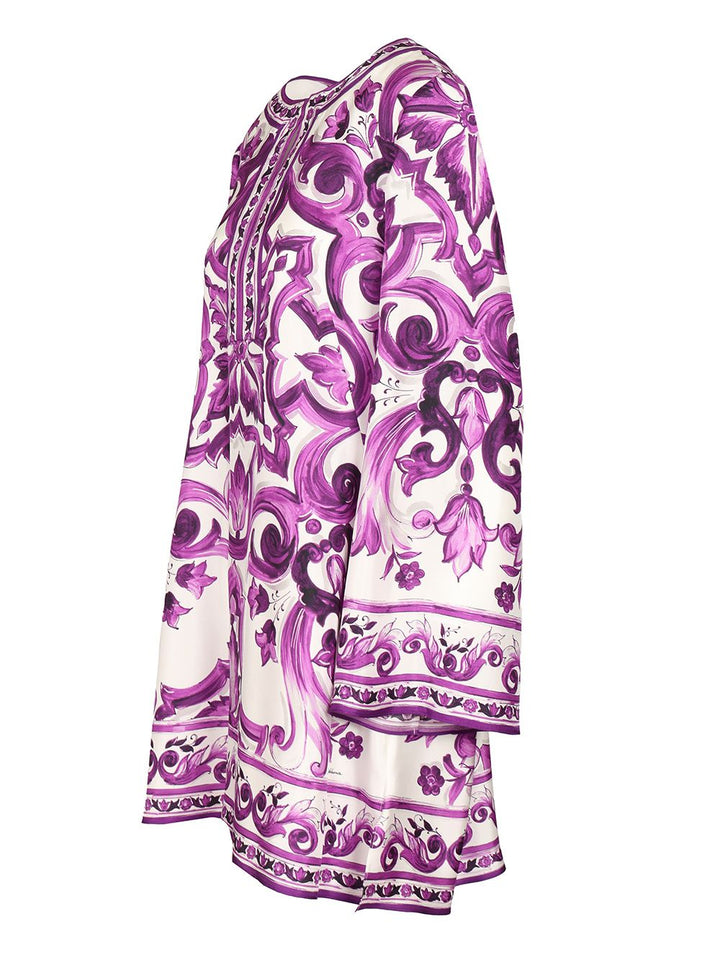 Dolce & Gabbana Maiolica Print Twill Dress Dresses - Violet | 7483348c7ed2ba2be6de44febedd7917c1927cc3