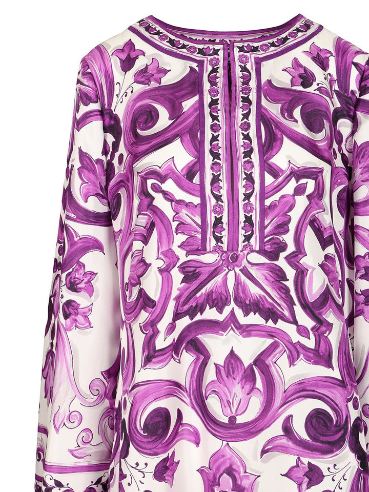 Dolce & Gabbana Maiolica Print Twill Dress Dresses - Violet | 388712164030c9a872c086586a538eaca0fa0c36
