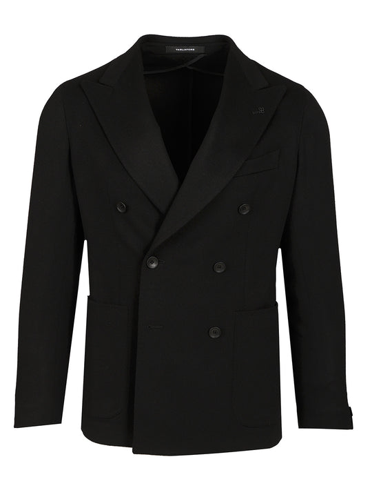 Double-Breasted Peak Lapel Jacket Jackets Black