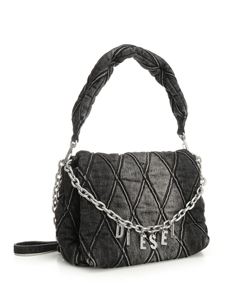 Diesel Charm-D Shoulder Bags - Black | 36727aca70f9b74d063e91fc1480f8aafb8d7823