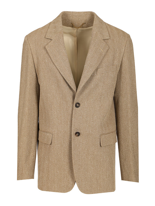 Single-Breasted Chevron Linen Blend Blazer Jackets Multicolor