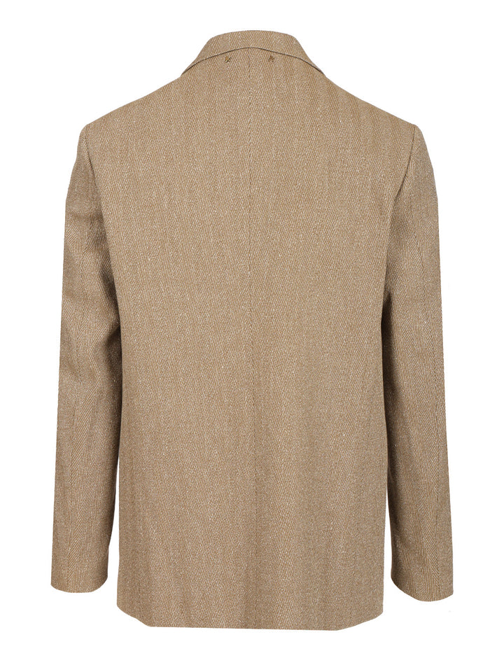 Golden Goose Deluxe Brand Single-Breasted Chevron Linen Blend Blazer Jackets - Multicolor | 065897c1b2ae4fa3dc65c74078ccd2fb232e674f