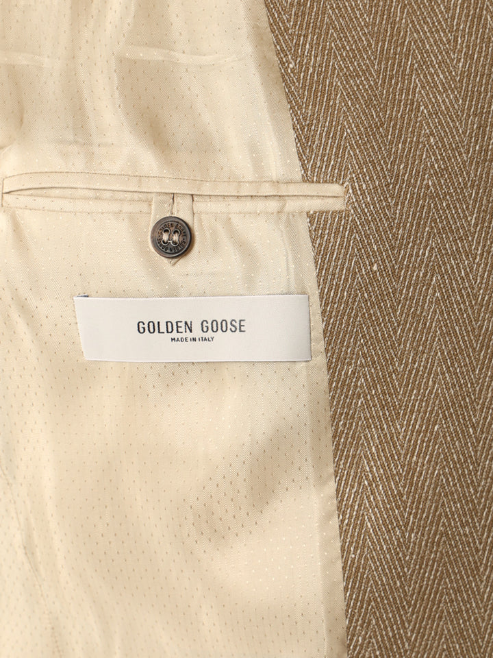 Golden Goose Deluxe Brand Single-Breasted Chevron Linen Blend Blazer Jackets - Multicolor | 8f228785a7bf384fb9d14dd27756371ad43407b3