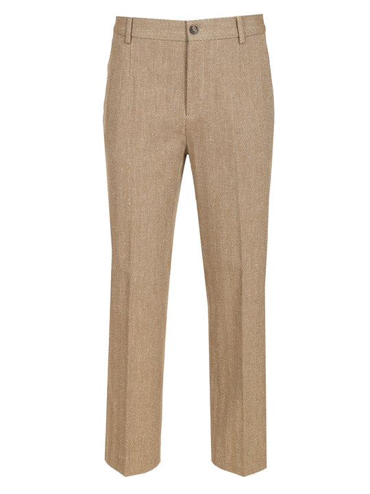 Tailored Trousers In Chevron Linen Blend Jackets Beige