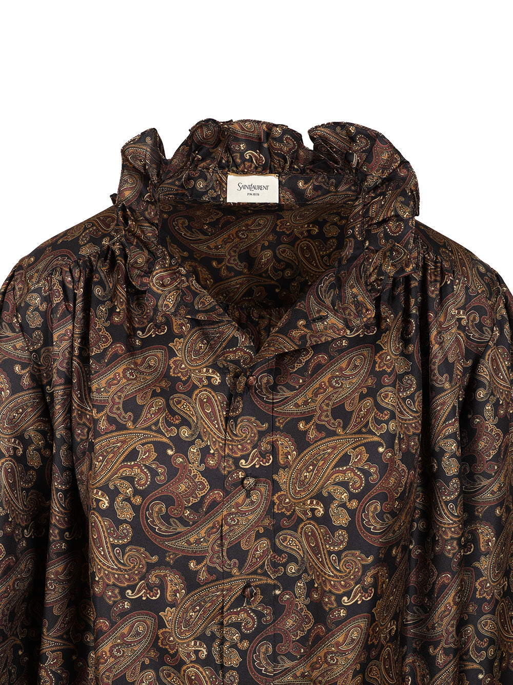 Saint Laurent Paisley Pattern Silk Twill Dress Dresses - Brown | 60bf7116bdd29ffd95f8aec97913ab6748cf5636
