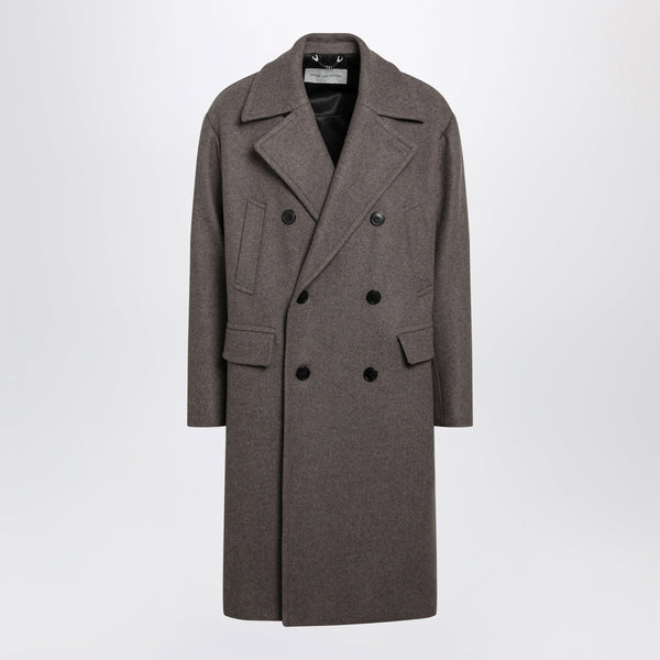 Taupe Double-Breasted Coat In A Wool Blend