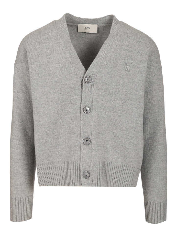 Ami Ami De Coeur Cardigan Knitwear - Grey | 1ae5a99ac243e9ee3f9029420f6978bee5179a4a