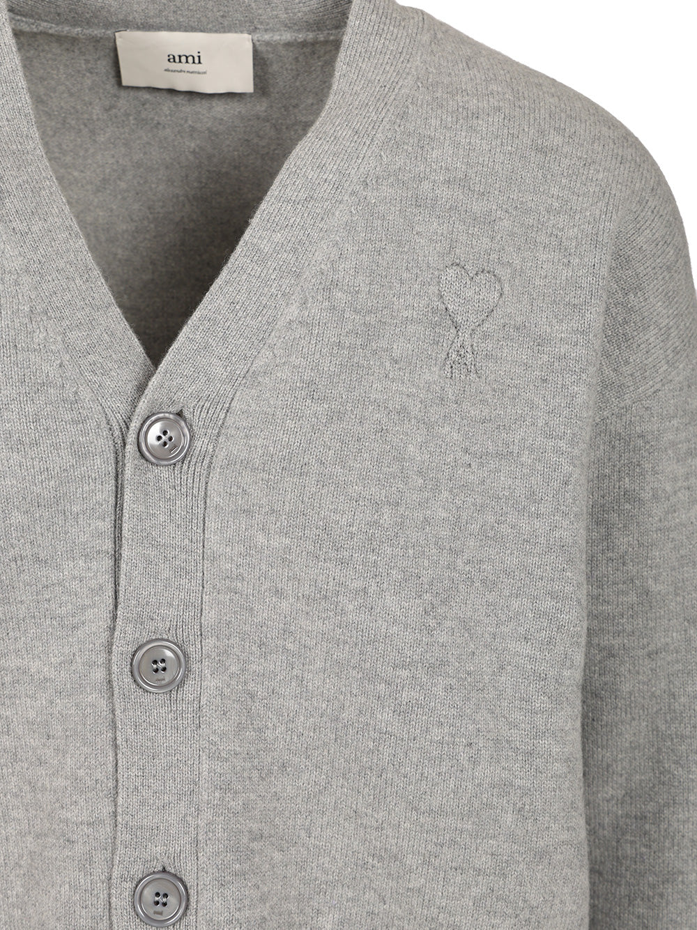 Ami Ami De Coeur Cardigan Knitwear - Grey | fbfab31351c002dfa0dcf1c953ebc323d6c78f54