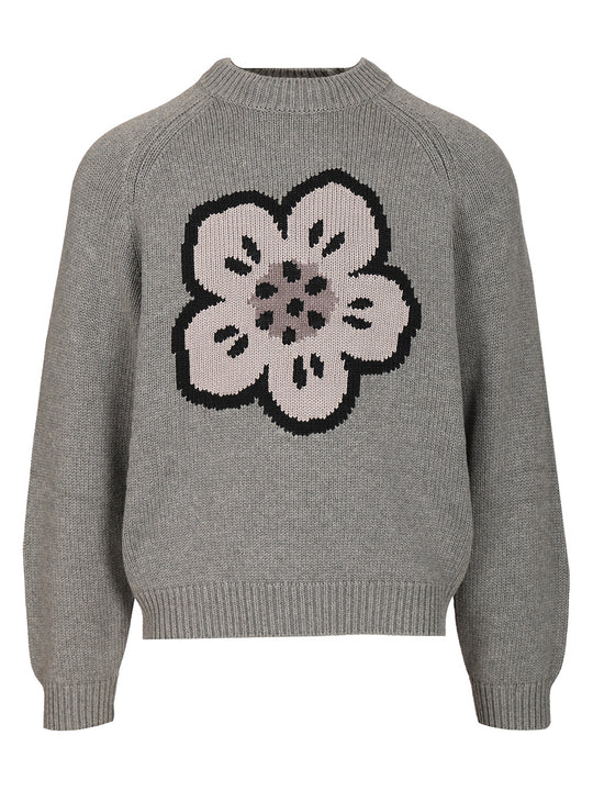 Crew Neck Sweater In Cotton And Wool Knitwear Grey