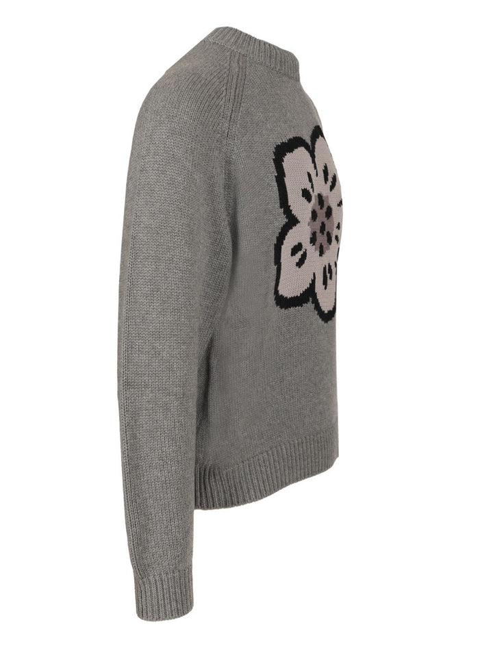 Kenzo Crew Neck Sweater In Cotton And Wool Knitwear - Grey | 59f10aeca285df3c9dab3ec93fe1295aa33ca900