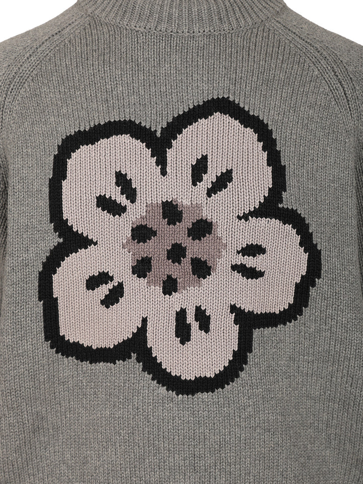 Kenzo Crew Neck Sweater In Cotton And Wool Knitwear - Grey | 489f2eb2b95455bb9dcd1debafc5ba6317713e46
