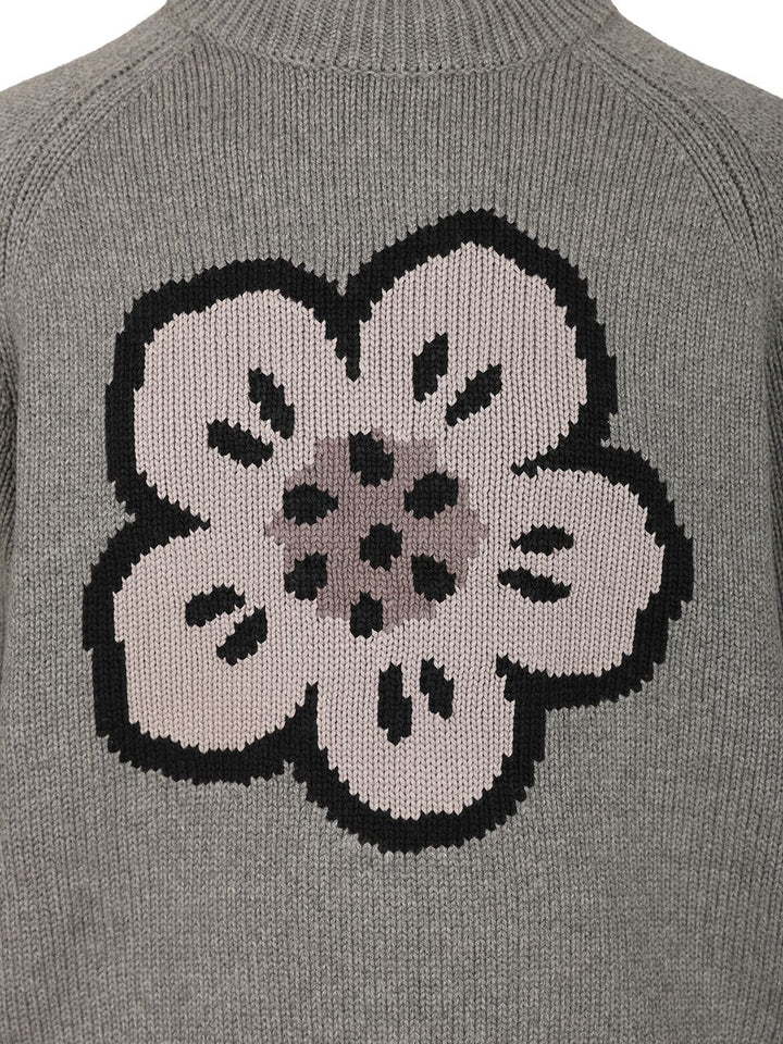 Kenzo Crew Neck Sweater In Cotton And Wool Knitwear - Grey | 37b9ddb520c24b096fe16436dffd551a268b2752