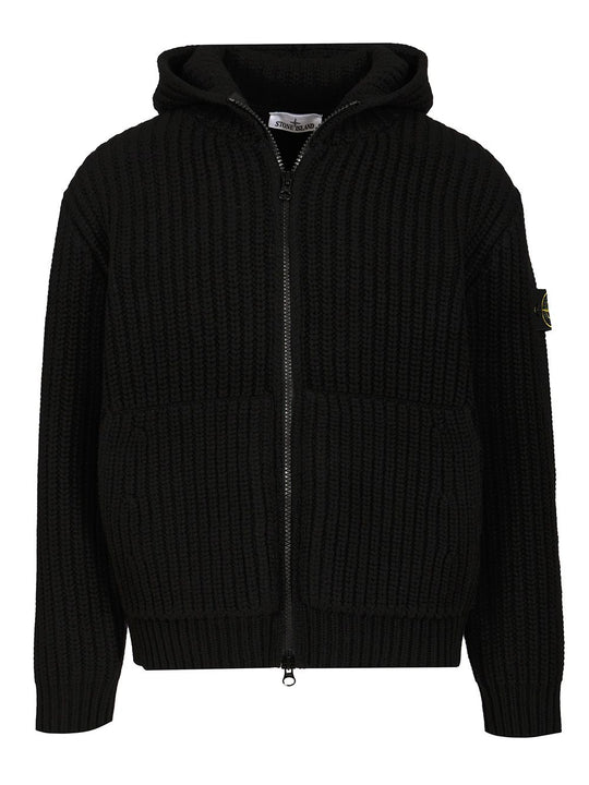 Wool And Cashmere Hooded Cardigan Knitwear Black