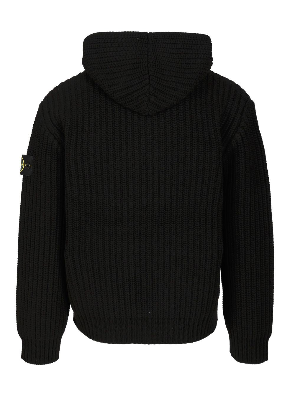 Stone Island Wool And Cashmere Hooded Cardigan Knitwear - Black | 535350f47941f95ad7a4447d13062f56907a949d
