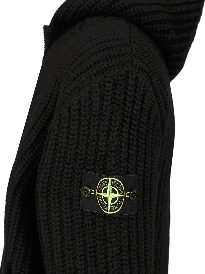Stone Island Wool And Cashmere Hooded Cardigan Knitwear - Black | a0683221815ae39935bc20e1990ef8b8182ae8db