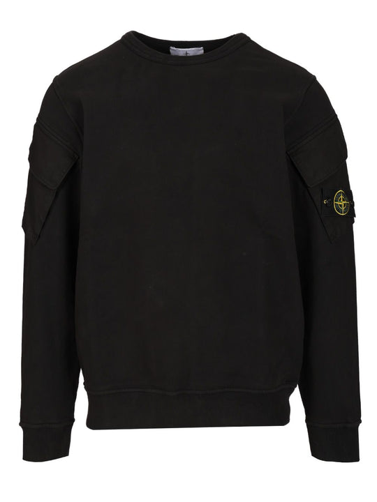Crewneck Sweatshirt In Brushed Organic Cotton Sweatshirts Black