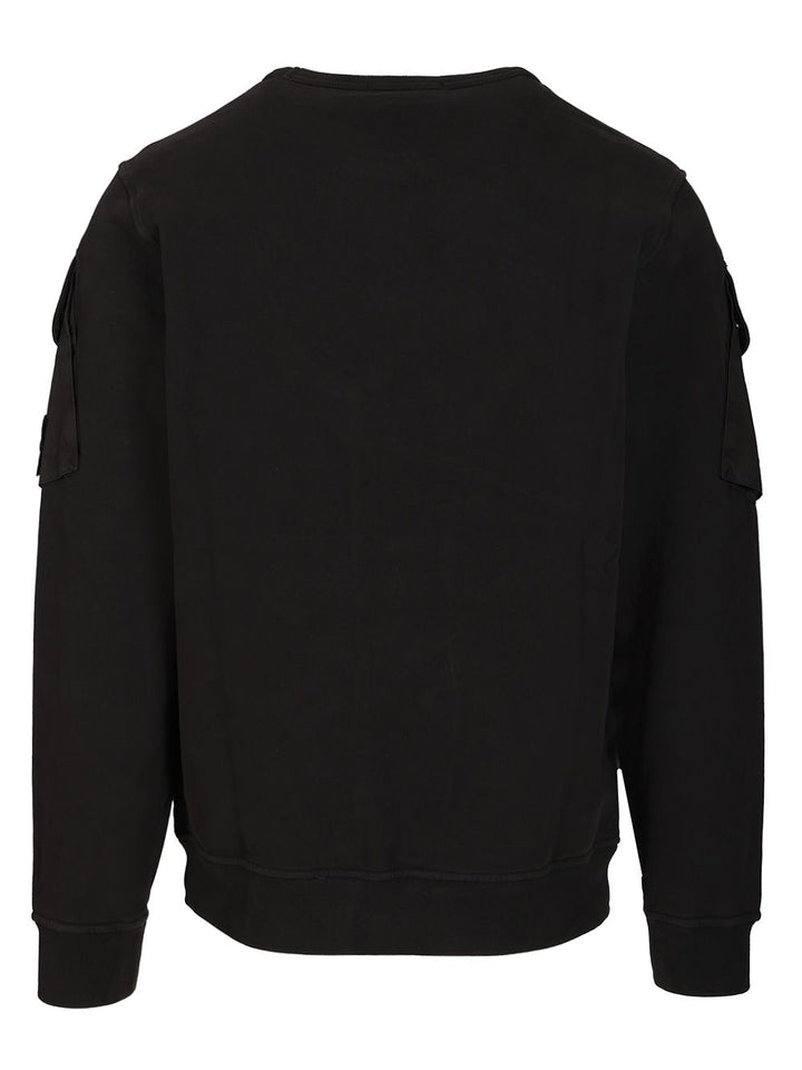 Stone Island Crewneck Sweatshirt In Brushed Organic Cotton Sweatshirts - Black | 57720f5f9a33b5d991c449348d3025600b964467