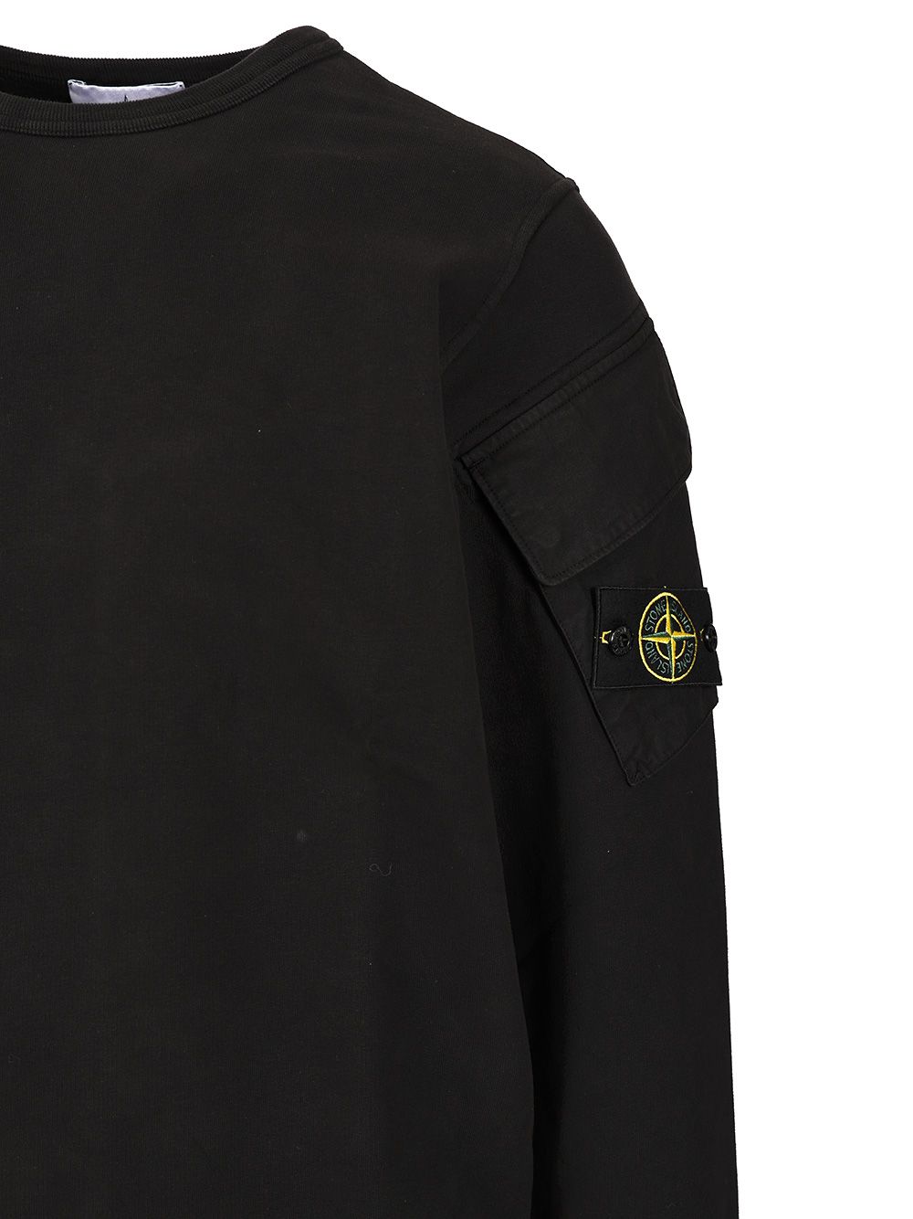 Stone Island Crewneck Sweatshirt In Brushed Organic Cotton Sweatshirts - Black | afa127d267cefa77e60c8e94d277a4b96d1064b2