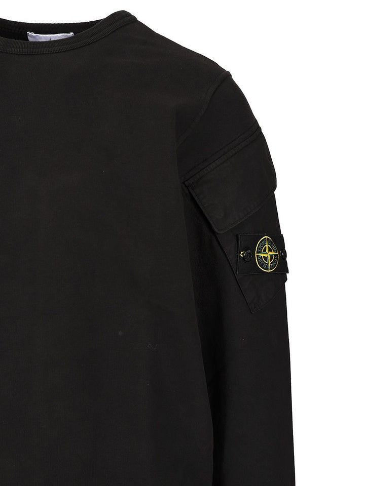 Stone Island Crewneck Sweatshirt In Brushed Organic Cotton Sweatshirts - Black | afa127d267cefa77e60c8e94d277a4b96d1064b2
