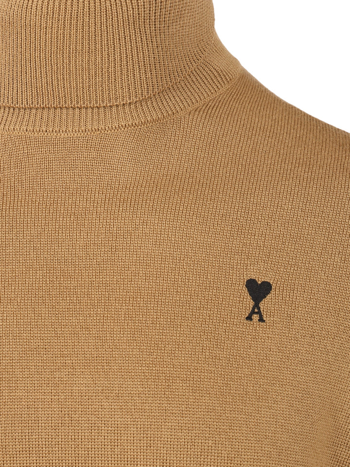 Ami Turtleneck Sweater Knitwear - Beige | e216fa0bf87aaaf4de6b4c3005fc7d255b1475c0