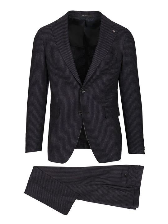 Vesuvio Pinstriped Single-Breasted Suit Dresses Blue