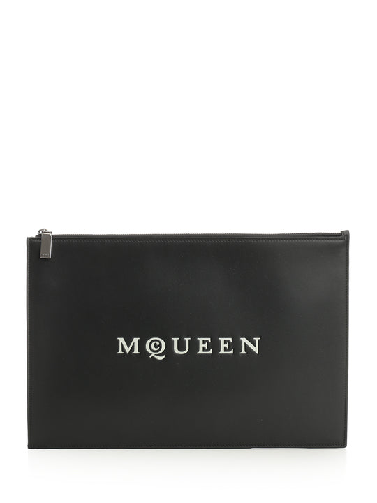 Mcqueen Black Leather Clutch Small Leather Goods Black