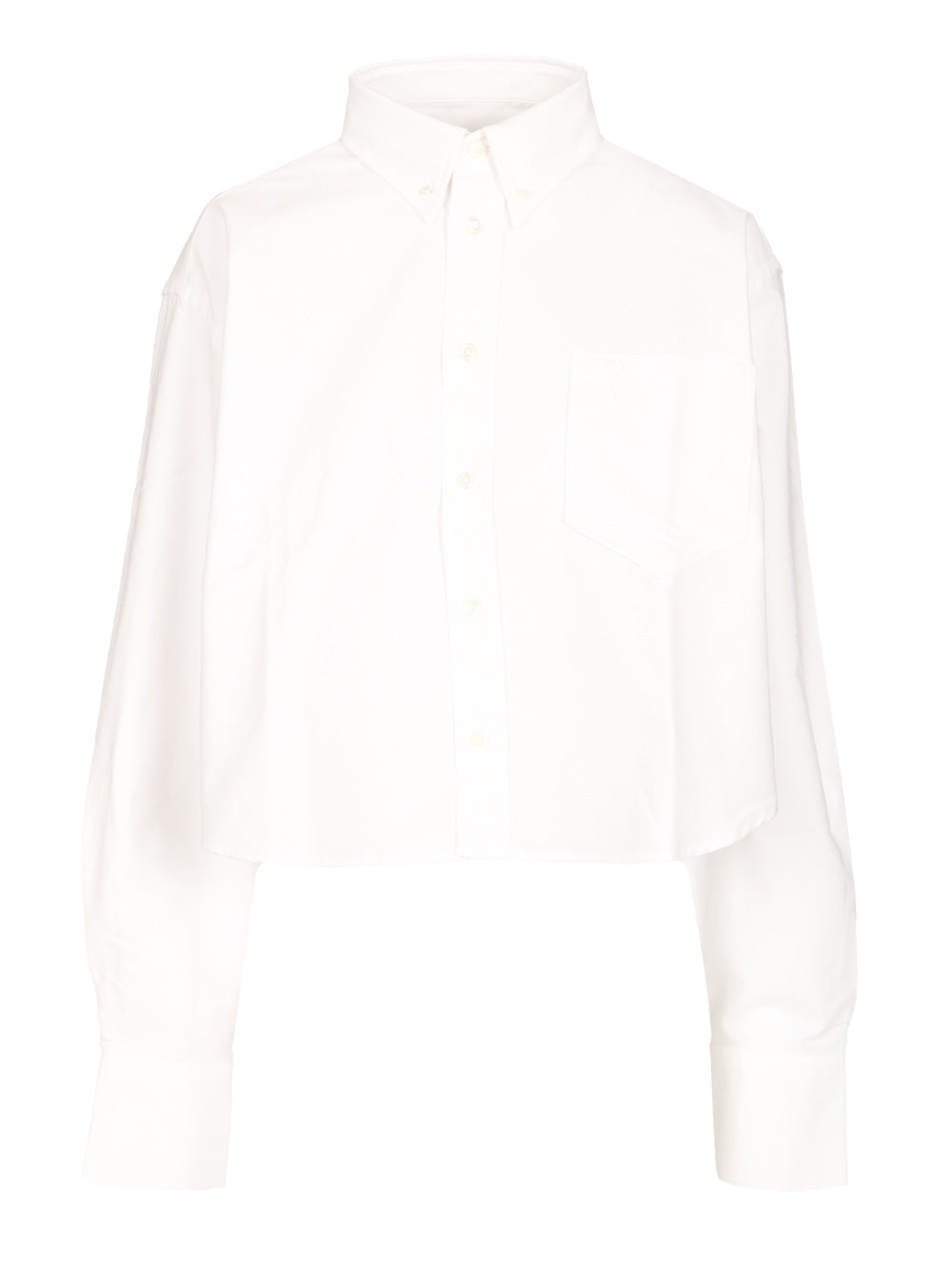 Ami Oversized Cropped Shirt Knitwear - White | 553534488c9fa8788f793820f79b3c2ce8251f1f