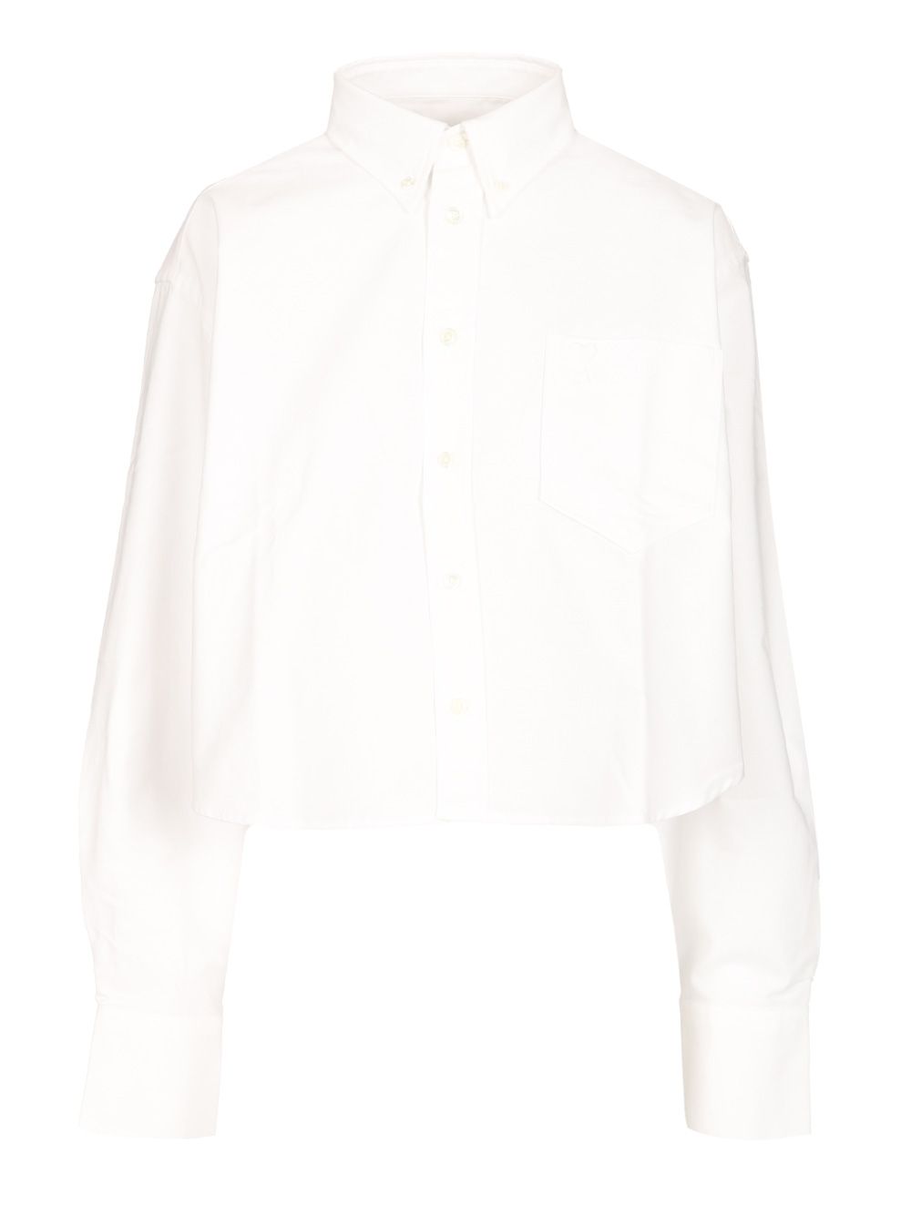 Ami Oversized Cropped Shirt Knitwear - White | a59328a7c4bca5f7fd77b649accfd47db70a1377