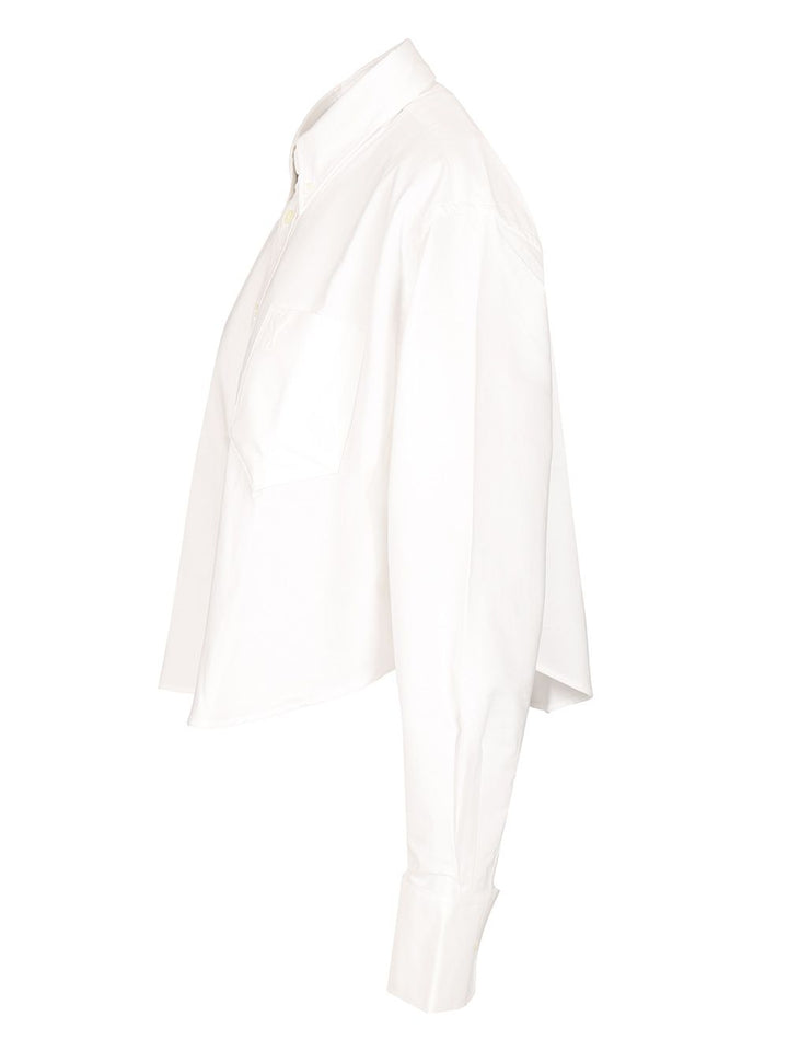 Ami Oversized Cropped Shirt Knitwear - White | fa3410ddbd244cdc7dfbfe522b98321bc94ca543