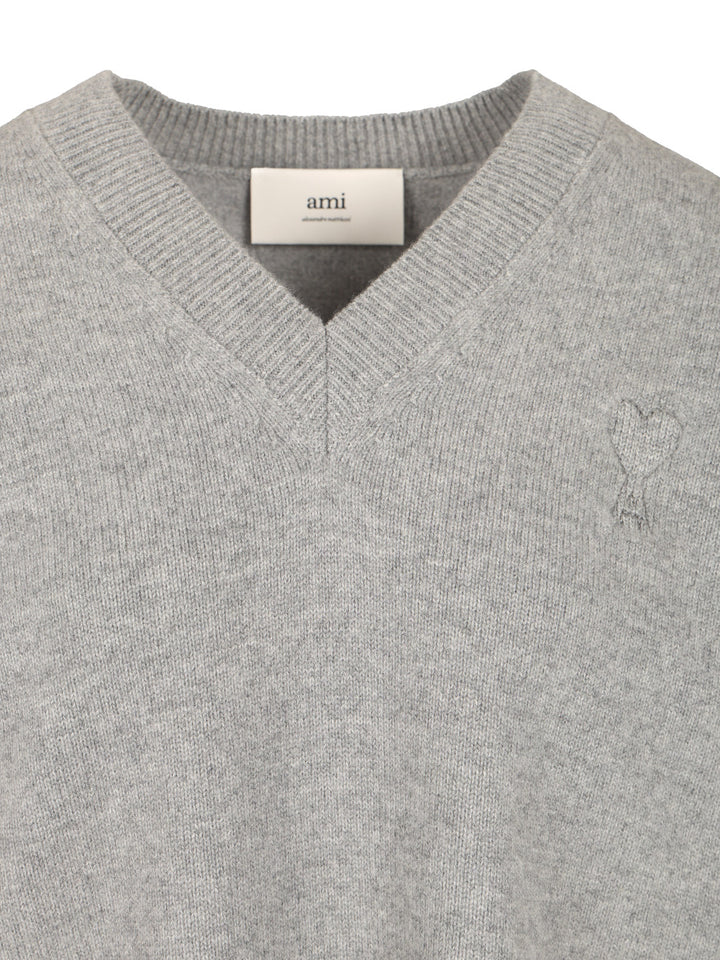 Ami V-Neck Sweater Knitwear - Grey | 4213c06f5ccddb75f1d530a3d634ed972d59cdfe