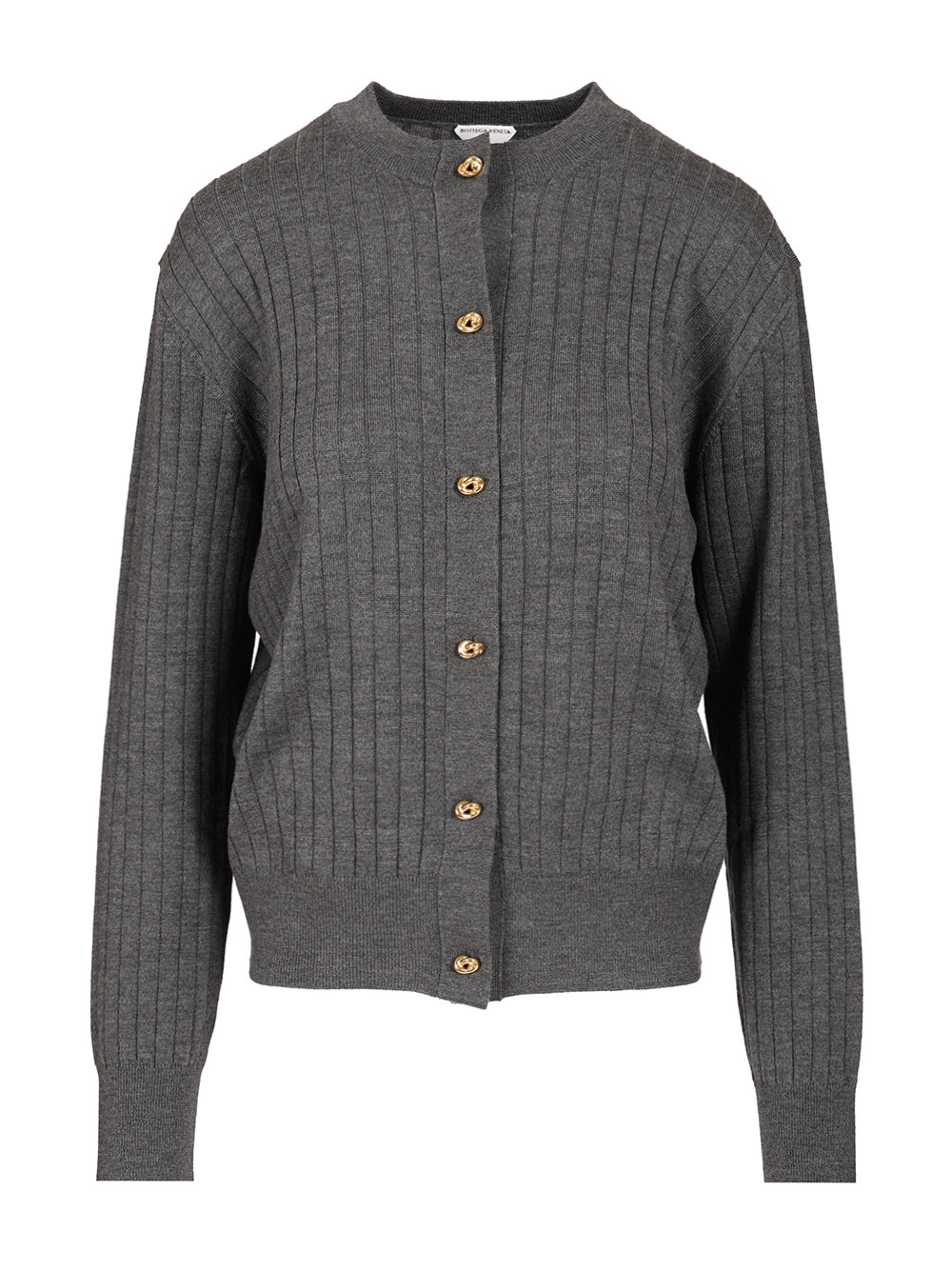 Bottega Veneta Ribbed Wool Cardigan Knitwear - Grey | 74fad00e8021e152d84894abbd54a5f8206868f3