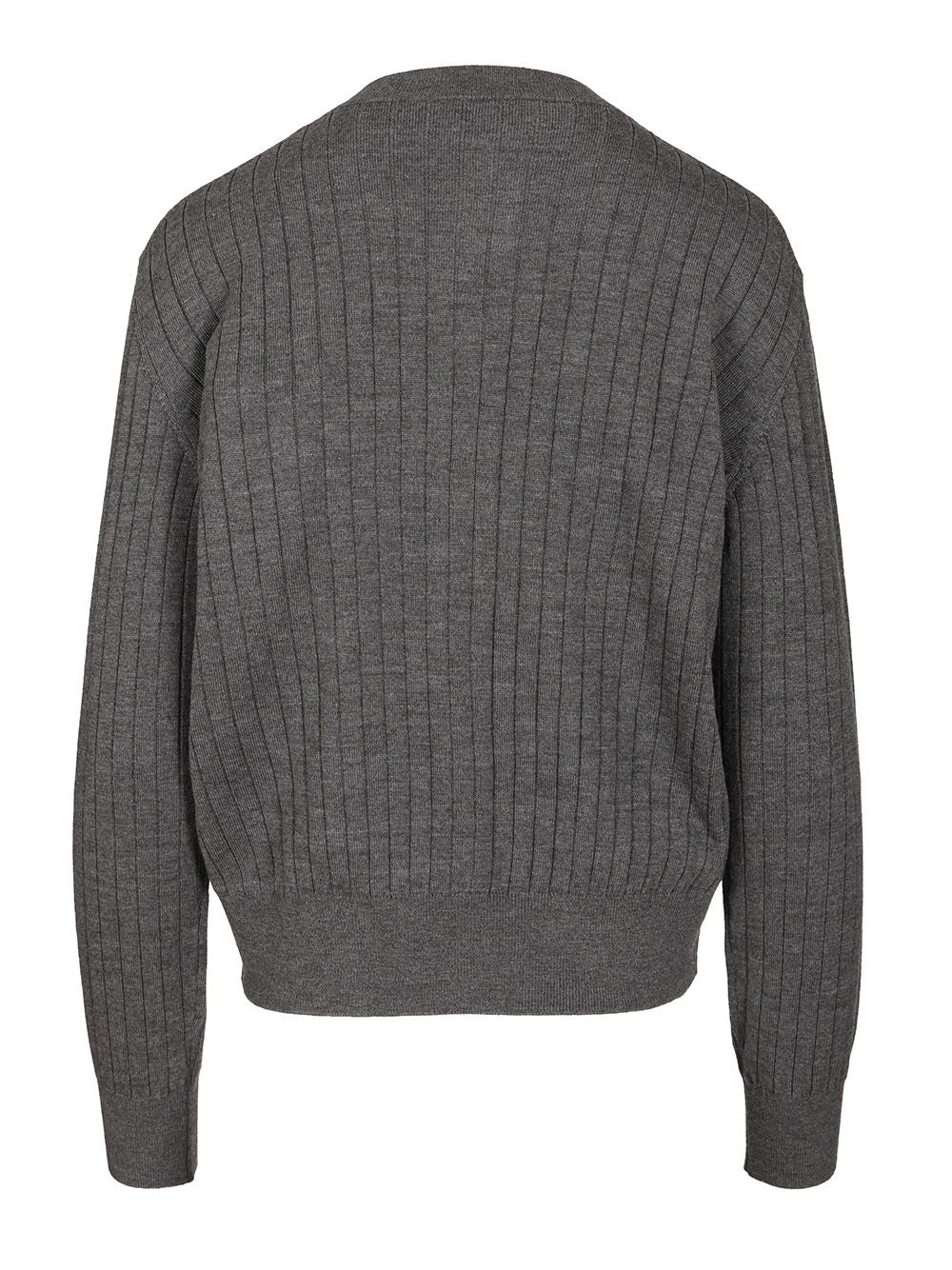 Bottega Veneta Ribbed Wool Cardigan Knitwear - Grey | 1e8ecdb962b6d13da275ee8c0757639e459694c2