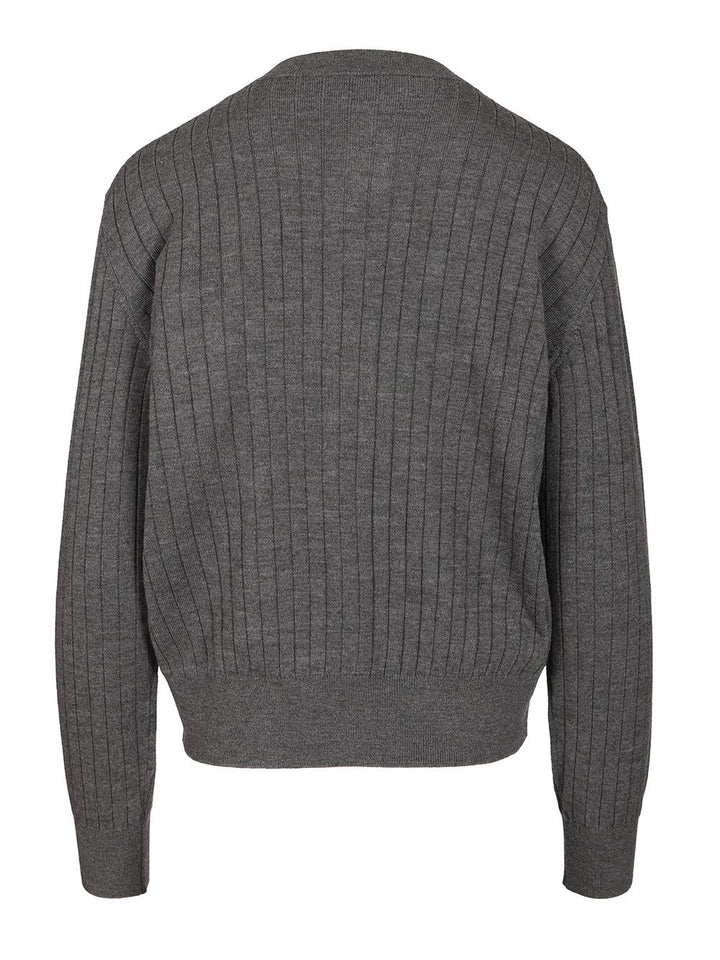 Bottega Veneta Ribbed Wool Cardigan Knitwear - Grey | 1e8ecdb962b6d13da275ee8c0757639e459694c2