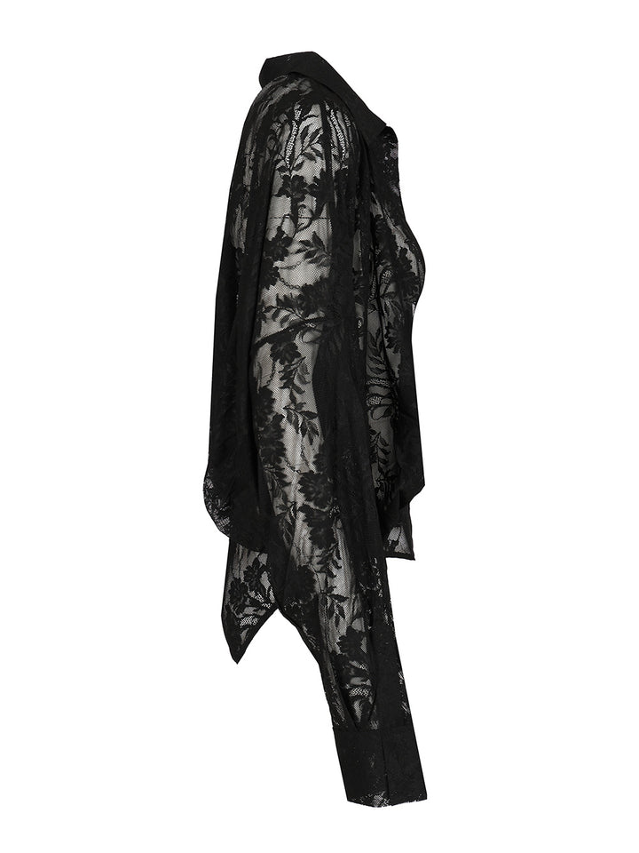 Norma Kamali Semi-Sheer Bodysuit Shirts - Black | d58571b28a61f3f143b277e03db726834317d827