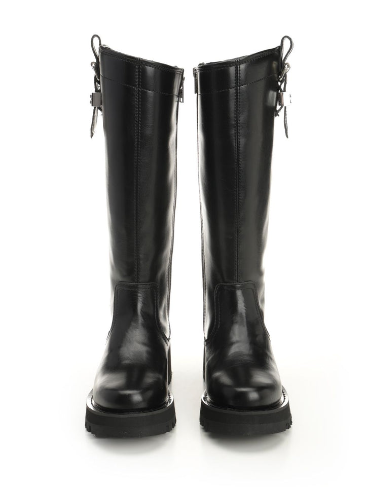 Ganni Studs High Boot Crinkle Oleatex Boots - Black | a02f310d05f82cd6b427911676b40c4526957095