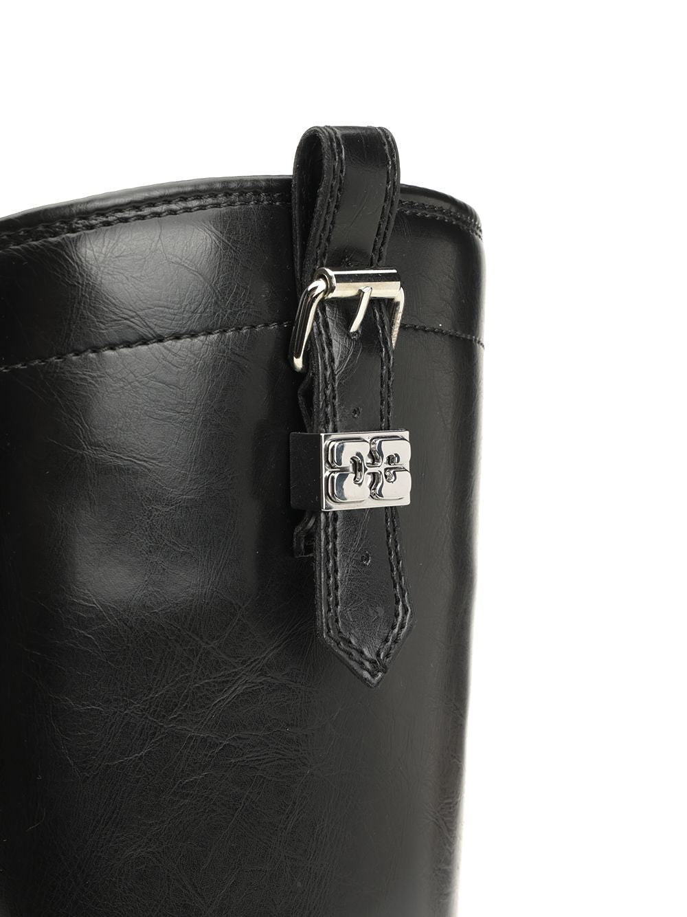 Ganni Studs High Boot Crinkle Oleatex Boots - Black | 2c31158c570d8bafa037ac7a803bec603461eda6