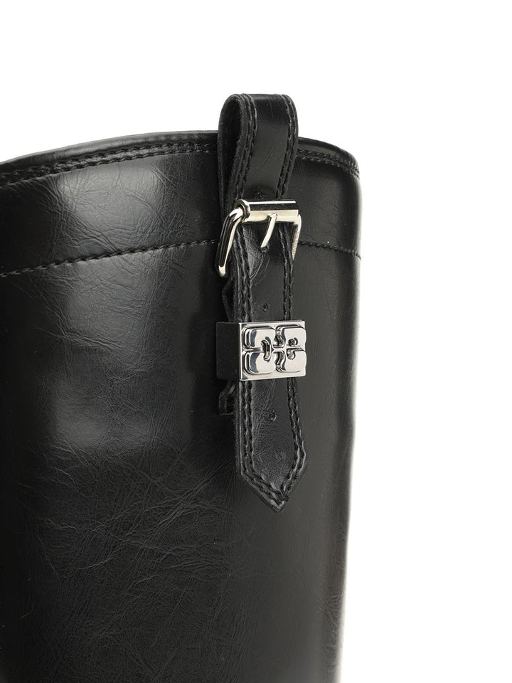 Ganni Studs High Boot Crinkle Oleatex Boots - Black | 2c31158c570d8bafa037ac7a803bec603461eda6