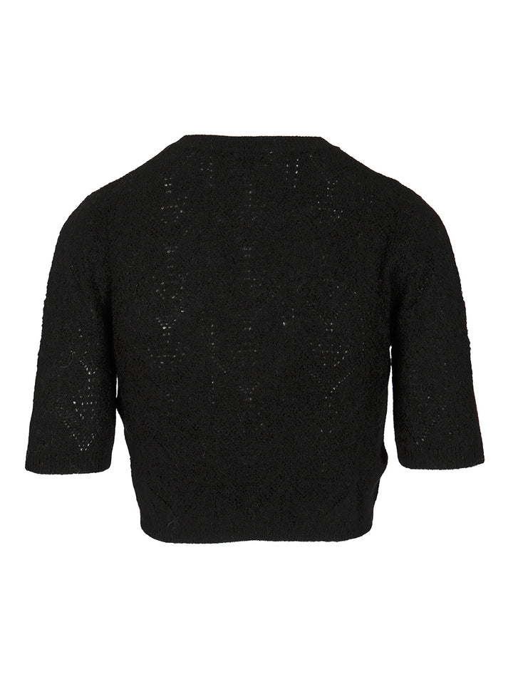 P.A.R.O.S.H. Crop Sweater Knitwear - Black | 6b3b9227f4a287c4f4fc471f5bdd1e5b927735c3
