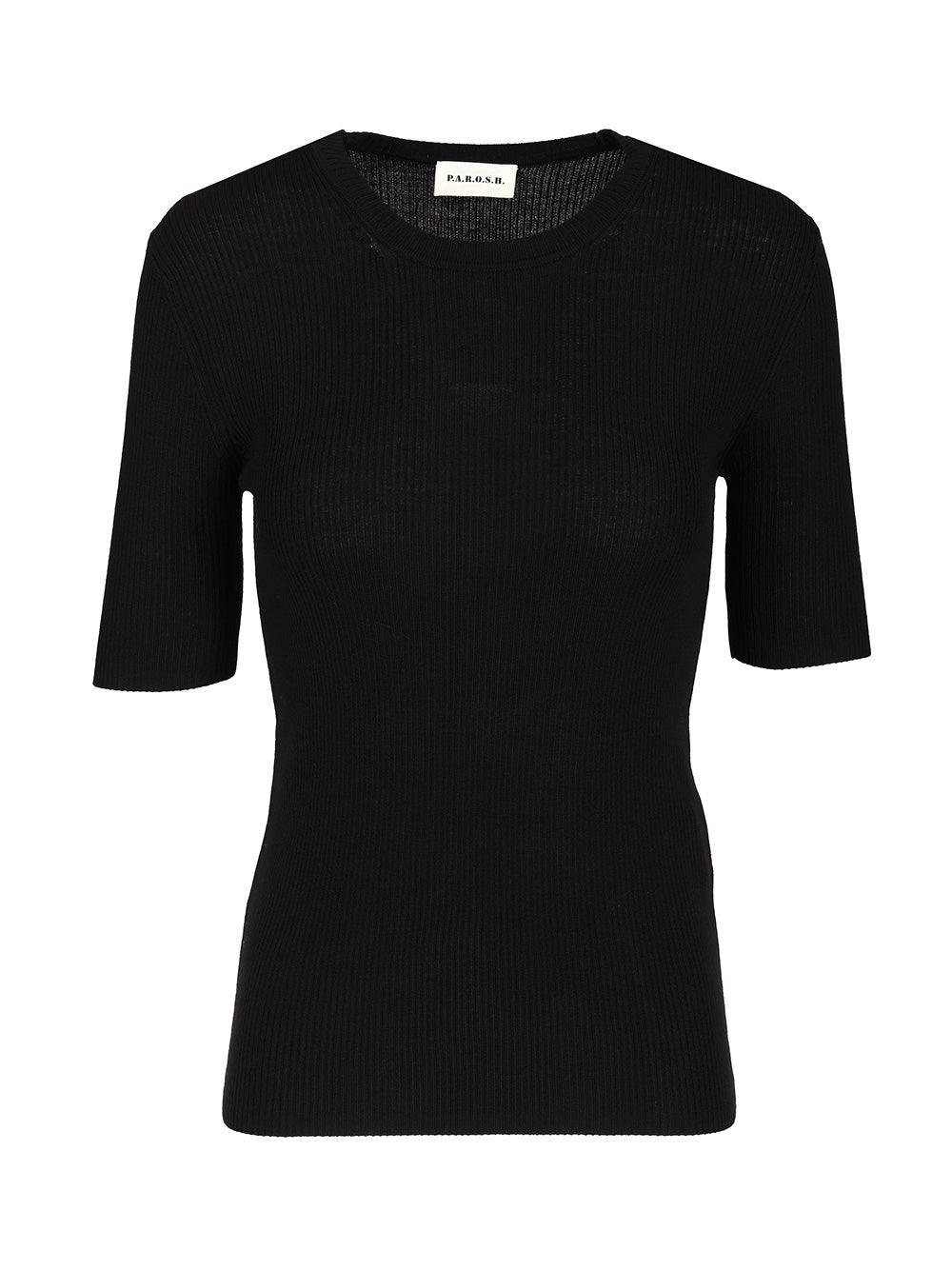 P.A.R.O.S.H. Half Sleeve Sweater T-Shirt - Black | 9f060e88b2d31b3e57cbf9bd718c3c630675af37
