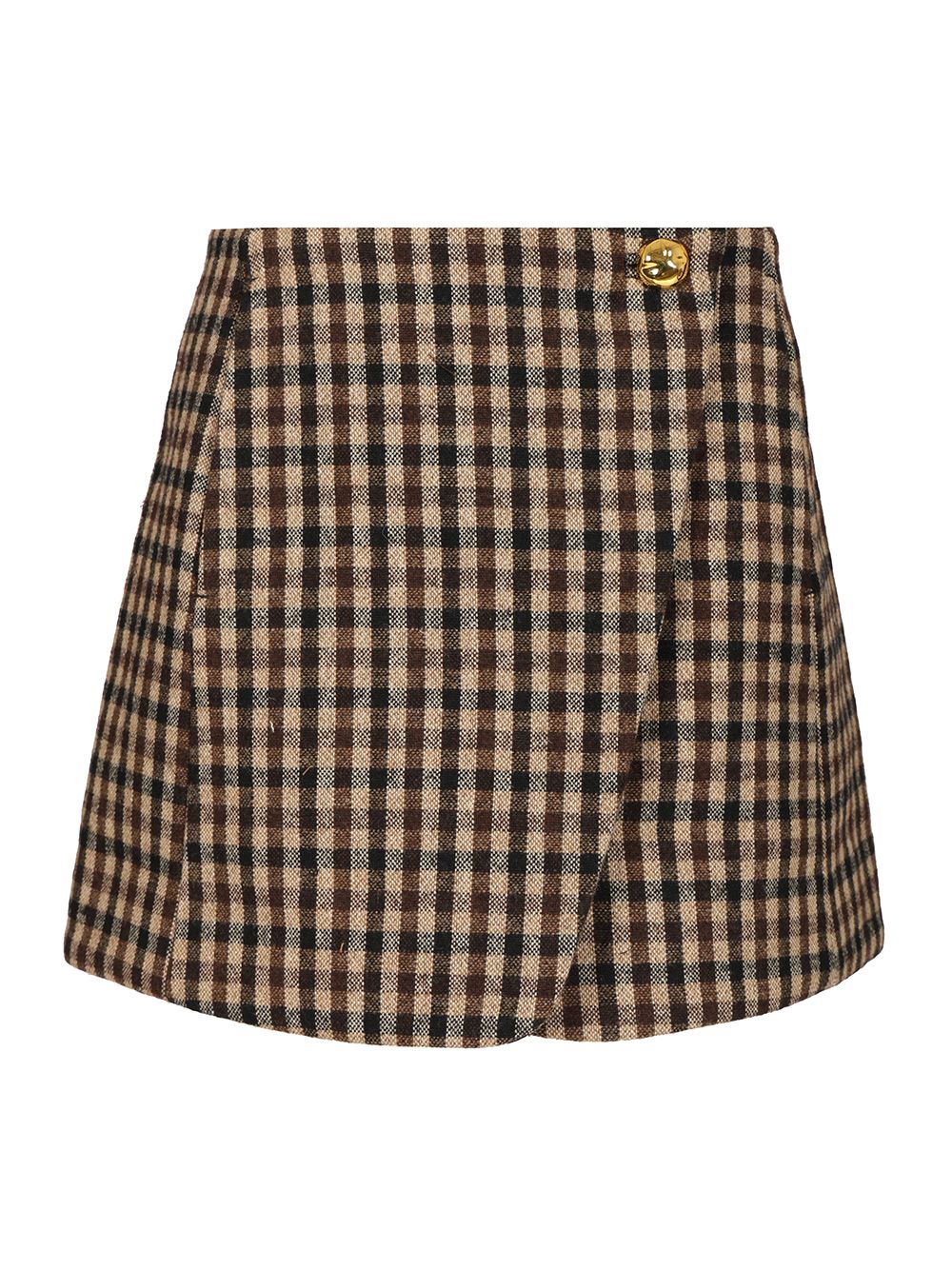 Ganni Checked Wool Mini Skirt Skirts - Brown | f937e0f3efa1c41f326c389b22de3d9e29d7a066